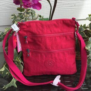Kipling Keiko Crossbody Bag in Vibrant Confetti Pink w/ Monkey Keychain NWT $64